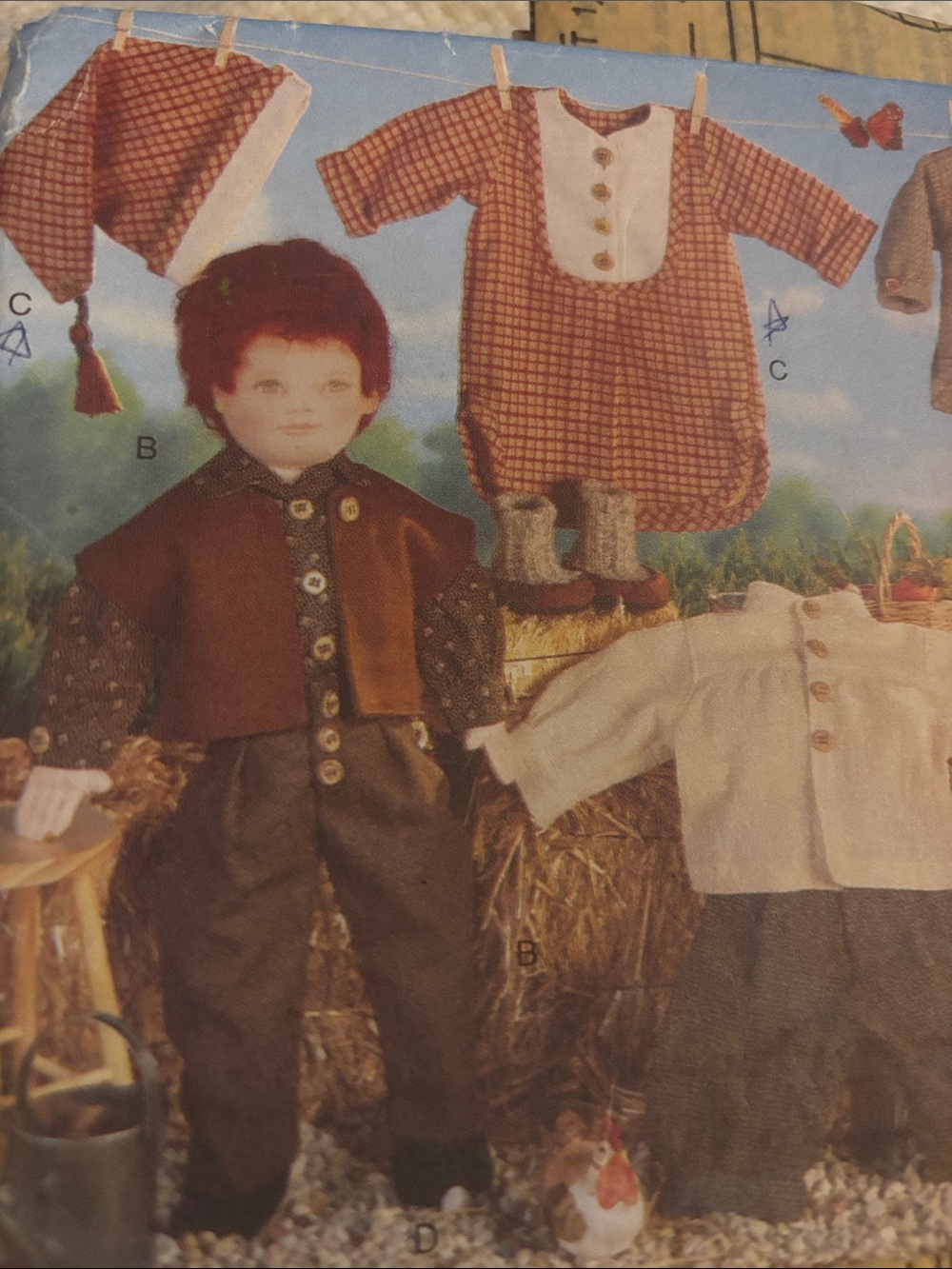 Vogue 9784 Country or Historical Farmer Clothes Pattern For 18" Boy Dolls